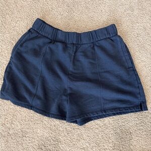 nuuds Vintage Fleece Seamed Shorts in Washed Navy